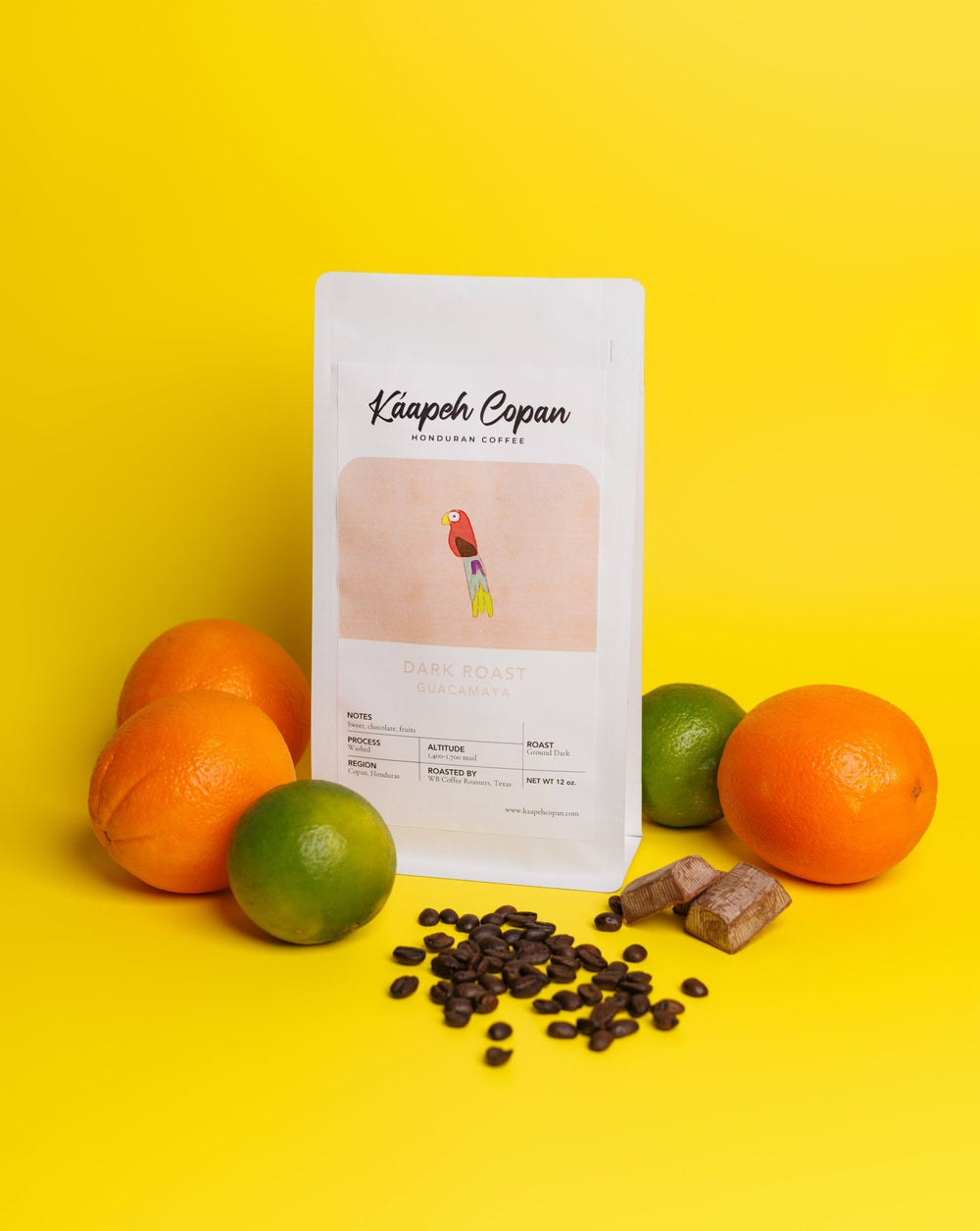 Ground Dark Roast Guacamaya Honduran Coffee - RFA and Fair Trade Certified - Kaapeh Copan Coffee Roasters