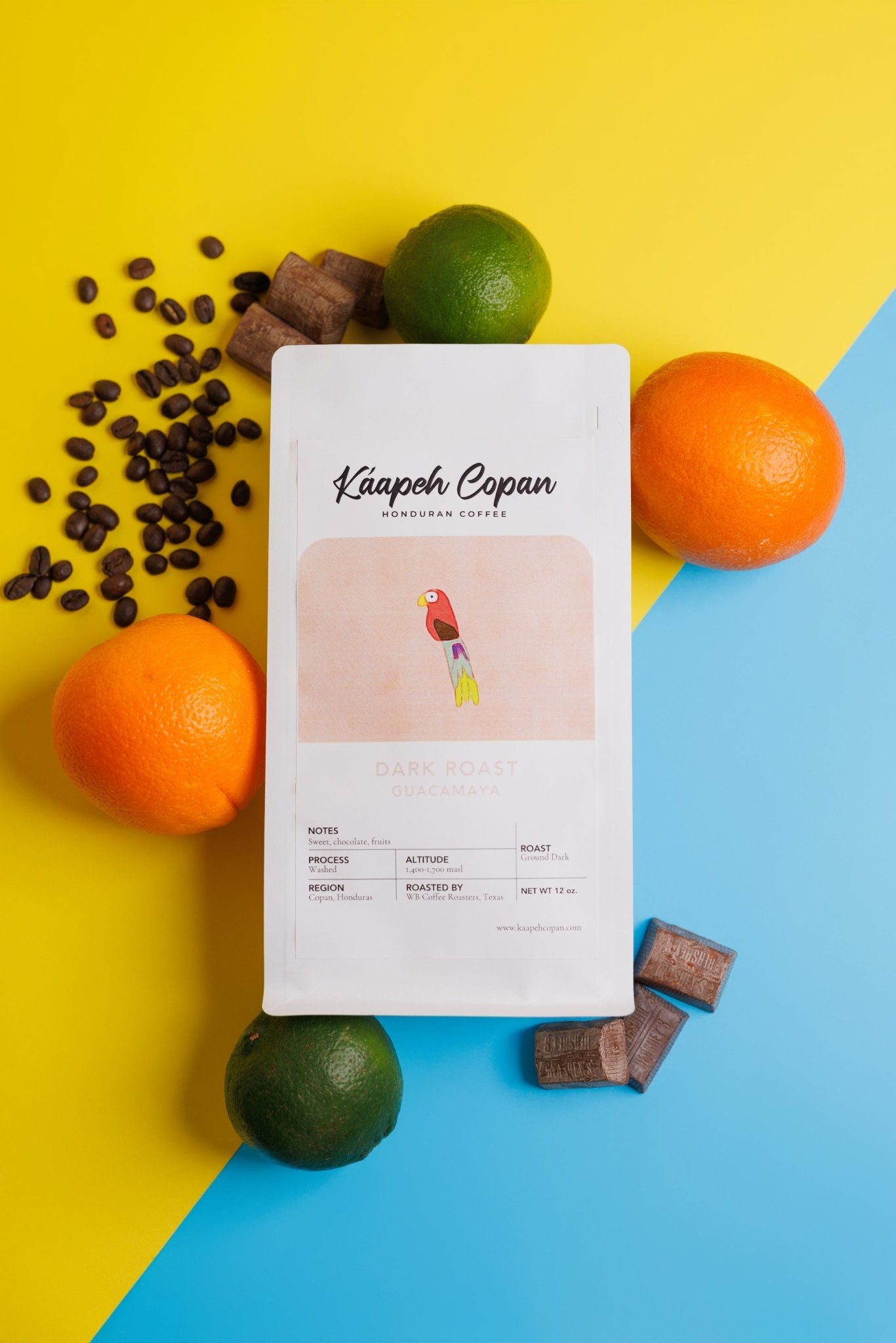 Ground Dark Roast Guacamaya Honduran Coffee - RFA and Fair Trade Certified - Kaapeh Copan Coffee Roasters